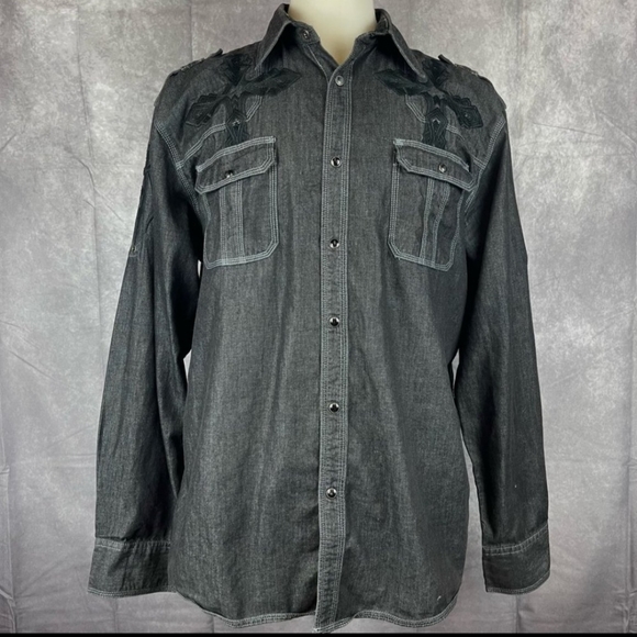 Roar Shirts Roar Black Cross Design Snap Dress Shirt Poshmark